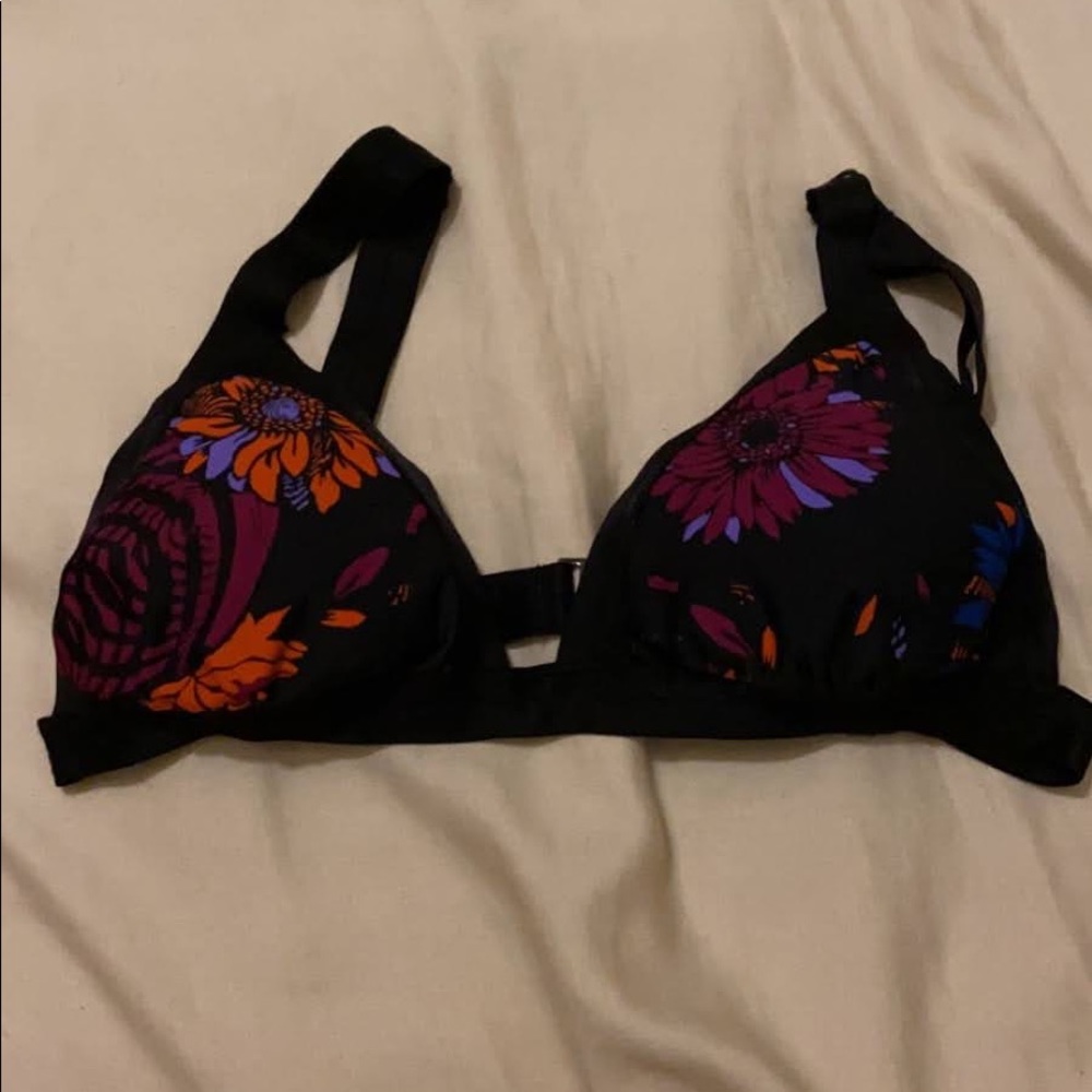Volcom Black Floral Bikini Top